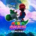 Logo de The Super Mario Galaxy Movie con Mario volando en el espacio