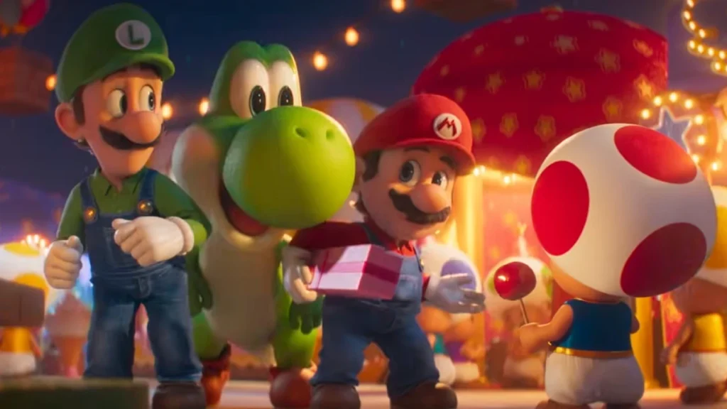 Primer plano de Yoshi en el tráiler de The Super Mario Galaxy Movie