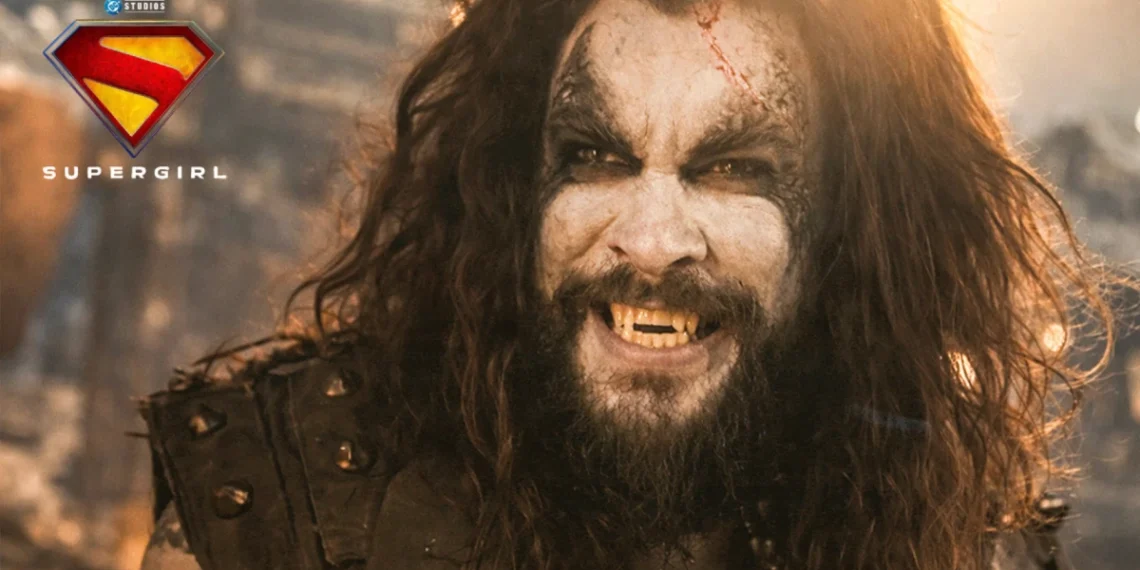 Primer plano nítido de Jason Momoa caracterizado como Lobo en el nuevo teaser de Supergirl